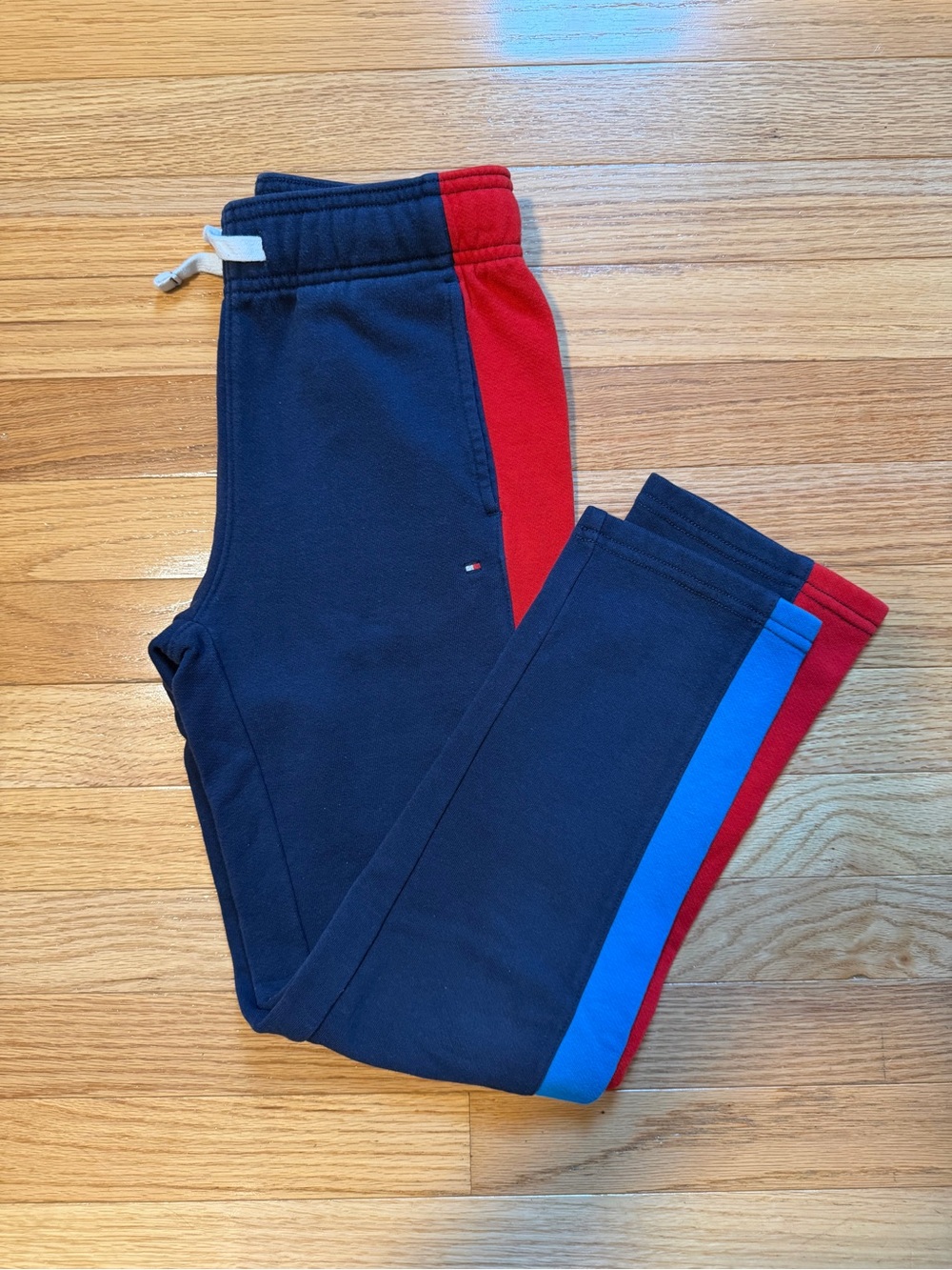 Tommy Hilfiger Navy Sweat Joggers with Red & Bright Blue Side Stripes